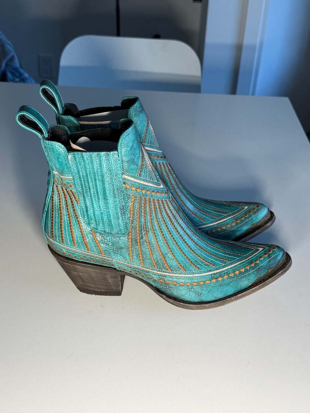 Yippee Ki Yay by Old Gringo Quincy Turquoise Embroidered Ankle Boots 10